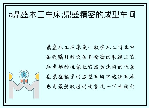 a鼎盛木工车床;鼎盛精密的成型车间